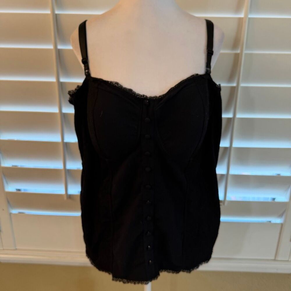 Vintage Y2K Torrid Women’s Black Corset Style Shirt Sz 3 Lace Trim Mall Goth Alt